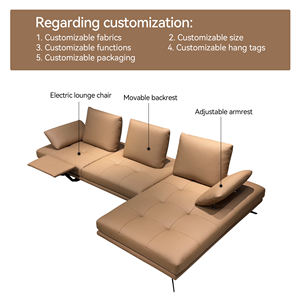 Sofá de color café en forma de L, diseño de sala de estar lujoso, proveedor de sofá moderno, sillón eléctrico plegable, proveedor de sofá <span class=keywords><strong>cama</strong></span> - Product Image 2