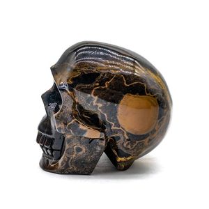 Teschio di cristallo naturale all'ingrosso fatto a mano con teschio di occhio di tigre con intaglio di cristallo Flash dorato <span class=keywords><strong>per</strong></span> la decorazione e la vendita - Product Image 3