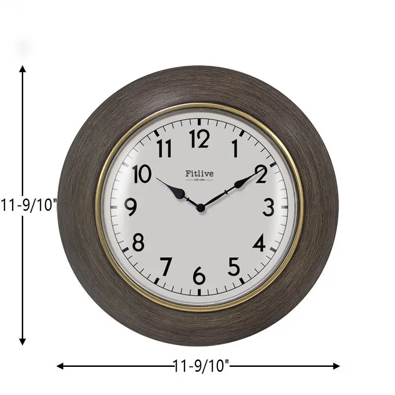 การออกแบบใหม่นาฬิกาแขวนที่กําหนดเองวัสดุพลาสติกสไตล์ไม้ 12 นิ้วนาฬิกาตกแต่งแบบวงกลมสําหรับบ้านหรือสํานักงานขายส่ง