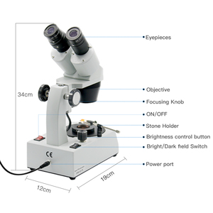 Fable microscope binoculaire professionnel gemmologique et bijoux étudiant grossissement 20X-40X WF10/16mm - Product Image 4