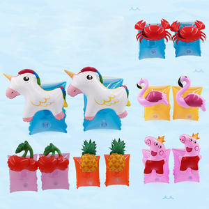 Brazaletes de natación con diseños de flamenco, cangrejo, unicornio y cerdo para niños de 2 a 4 años, flotadores de PVC, juguetes acuáticos - Product Image 1