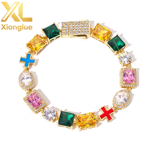 กำไลข้อมือเซอร์คอนสีสันสดใส คุณภาพพรีเมียม สำหรับขายส่ง B2B ตัดแบบบริลเลียนท์ ประดับเพชรแบบกรงเล็บ เงินแท้ S925 ชุบทอง 18K ดีไซน์แบบ Halo  เครื่องประดับฮิปฮอป รับผลิตแบบ OEM - Product Image 5