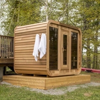 Cèdre électrique russe 6 personnes cabine de sauna extérieur élégant confortable design extérieur personnel salle de sauna de qualité