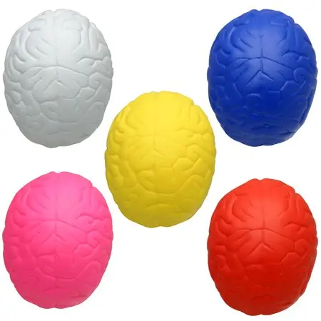 Мяч-антистресс из ПУ кожи в форме мозга с принтом логотипа