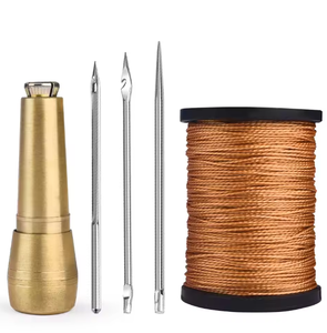 Kit de couture en <span class=keywords><strong>cuir</strong></span> bricolage aiguille à <span class=keywords><strong>coudre</strong></span> en <span class=keywords><strong>cuir</strong></span> avec manche en cuivre ensemble <span class=keywords><strong>cuir</strong></span> toile chaussures de tente <span class=keywords><strong>outil</strong></span> de réparation avec fil de nylon - Product Image 6