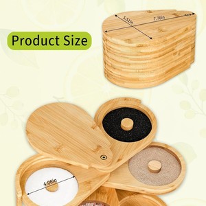 Boîte à assaisonnements en bambou à cinq étages avec support rotatif pour sel et sucre, pour bar, cocktails et condiments - Product Image 4