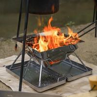 Barbecue pliable portable en acier inoxydable avec logo personnalisable pour camping, pique-niques, activités de plage, cuisson au charbon de bois