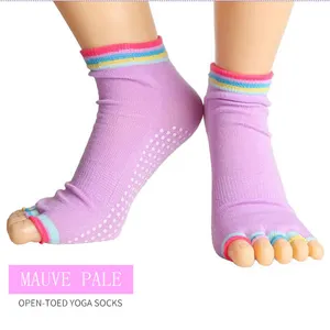 Оптовая продажа, Нескользящие женские носки в горошек из силикона для пилатеса, носки для йоги с открытой спиной