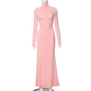 Nouvelle robe décontractée à <span class=keywords><strong>col</strong></span> <span class=keywords><strong>montant</strong></span>, manches longues, coupe ajustée, queue de poisson, couleur unie, <span class=keywords><strong>t</strong></span>-<span class=keywords><strong>shirt</strong></span> pour femmes - Product Image 4