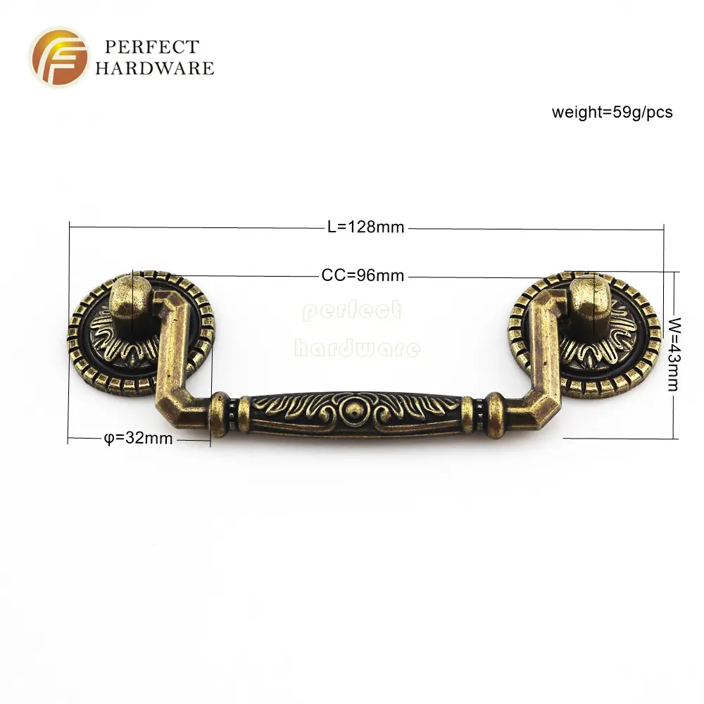 La migliore vendita in lega di zinco bronzo armadio maniglia della porta maniglia e manopole mobili in ottone antico