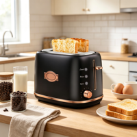 Grille-pain automatique 2 tranches à fentes extra larges en acier inoxydable pour la maison et les cafés