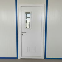 Porte battante à panneau plat à rainures verticales pour maison conteneur, cabine portable en acier et dortoir conteneur de chantier