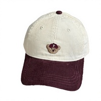 Casquette de baseball en velours côtelé avec broderie d'ours de dessin animé, à large bord, douce et réglable, pour femme, automne-hiver
