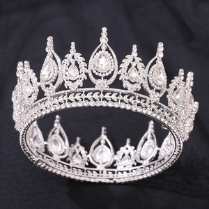 Diadème <span class=keywords><strong>de</strong></span> <span class=keywords><strong>reine</strong></span> en cristal <span class=keywords><strong>de</strong></span> luxe baroque, couronne complète ronde pour femmes - Product Image 3