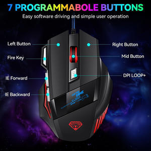 Souris de jeu professionnelle à <span class=keywords><strong>connecteur</strong></span> gratuit à <span class=keywords><strong>double</strong></span> clic <span class=keywords><strong>USB</strong></span> filaire souris de jeu à lumière respiratoire à 7 touches personnalisation en gros - Product Image 3