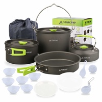 Kit de cuisine de camping 8 pièces, casseroles et poêles en aluminium anodisé dur, sans danger pour les aliments, avec sac de rangement, pour les aventures en plein air