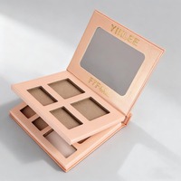 Boîte de palette d'ombres à paupières en papier personnalisée avec miroir et aimant, rechargeable, coffret cadeau, logo personnalisé, emballage cosmétique à 4 trous, boîtes cadeaux