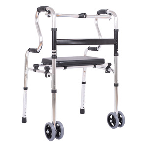 Aluminum Alloy Walker With Seat <b>Foldable</b> Rollator For Elderly Hemiplegic Mobility Aid 130 Lbs Capacity - Product Image 1