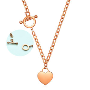 Collar con colgante de corazón de acero inoxidable con cierre de palanca para mujer, regalo, uso diario, opciones de color oro, oro rosa y plata. - Product Image 2