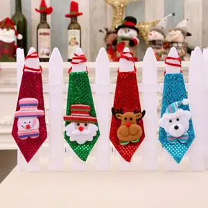 1 lentejuelas Santa Claus muñeco de nieve Reno oso decoración de Navidad corbata para el hogar Navidad niños juguete