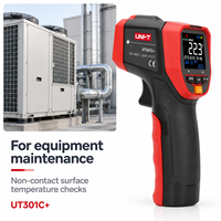 Termometer Inframerah Non-Kontak Industri Uni-T dengan Layar LCD Laser Rasio DS 20:1 Peringatan Suhu Tinggi/Rendah Garansi 1 Tahun UT302C+