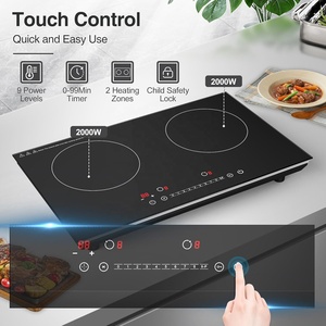 Placa de Inducción Doble Eléctrica VBGK de 4000W, 2 Quemadores, 110V, Portátil, Pantalla Táctil LCD, Bloqueo de Seguridad para Niños, Control de Temperatura, para Hotel - Product Image 5