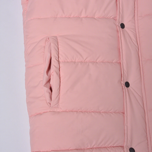 <b>Pink</b> Hooded Puffer <b>Jacket</b> With Button Closure Windproof Casual Winter Coat Regular Fit Polyester Filling Unisex - Product Image 2