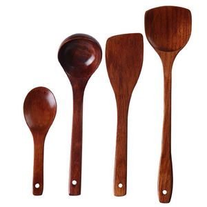 Jujube Wood Spatula Set Long Handle Nonstick Cooking Frying Utensils - Product Image 5