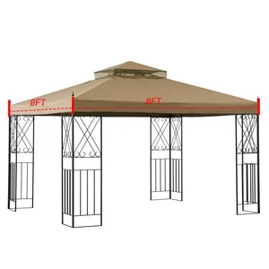 Haideng 8x8 patio gazebo doux remplacement auvent couverture supérieure étanche à deux niveaux arrière-cour