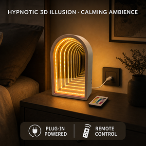 Miroir Infini Tunnel d'Abysse LED Ambre Chaud à Illusion Optique 3D, Portique Arqué Moderne Personnalisé en Gros - Product Image 1