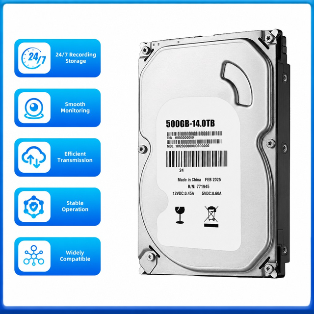 Refurbished 3.5 Inch SATA HDD Surveillance Hard Disk 500GB 1TB 2TB 3TB 4TB 6TB 8TB 14TB for XVR/DVR/NVR CCTV Monitoring