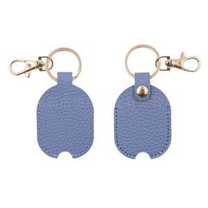 Cross-border spot PU lychee texture <b>leather</b> <b>keychain</b>, anti-loss key cover, car key pendant protective cover - Product Image 5