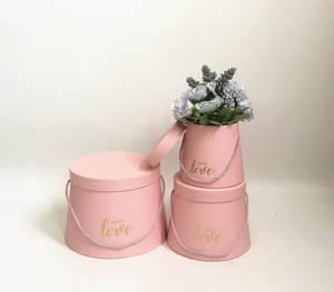 Hoa Màu Đỏ Bó Hoa Hộp Vòng Hoa Quà Tặng Sắp Xếp Hộp Cho Trang Trí Nội Thất Đám Cưới Sinh Nhật 3 Gói Hình Trụ Hộp Hoa - Product Image 5