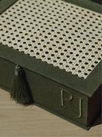 Boîte de rangement en tissu à couvercle tissé fait à la main Boîte à souvenirs brodée avec emballage en papier pompon Boîte de rangement décorative de bureau