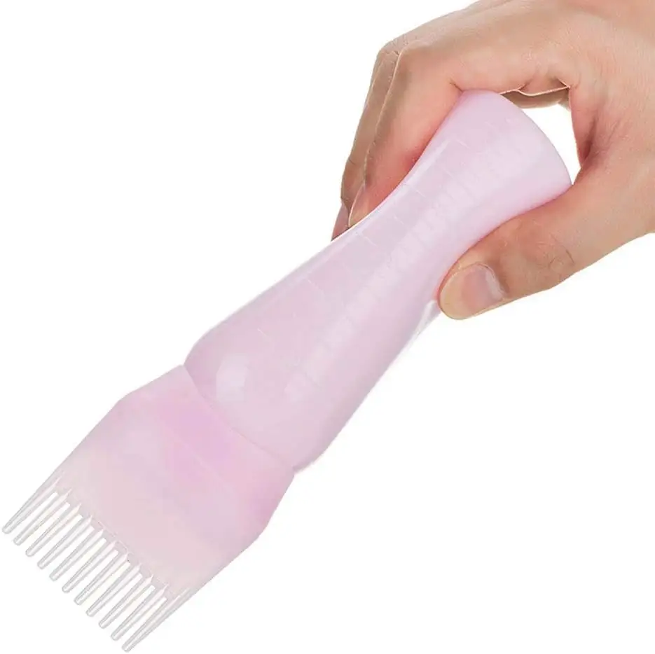 Frasco de pente para tintura de cabelo, frasco portátil para pentear, shampoo, ferramentas para salão de beleza e cabelo, em casa