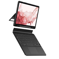 Nouveau pour Tab S7+/S8+ 12,4 pouces, étui sans fil en TPU+ABS, clavier à ciseaux rotatif à 360°, détachable, avec pavé tactile RGB
