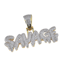 Collier Pendentif Lettre Sauvage en Strass Doré pour Hommes et Femmes, Bijoux Hip Hop Bling Bling Streetwear