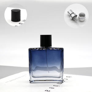 Botellas de Perfume Rectangulares Cuadradas de Vidrio Azul Oscuro de 50 ml y 100 ml para Hombre con Pulverizador - Product Image 4