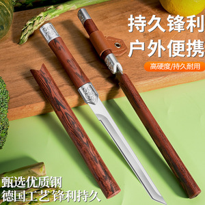 Outdoor Multi Function Fruit Knife 22.5Cm Mirror Finish Blade Camping Tea Knife Portable Meat Knife With Wooden Handle - Product Image 3