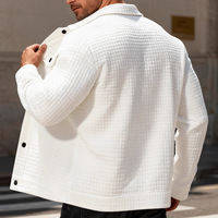 Nouvelle veste bomber décontractée pour homme en jacquard à carreaux pour l'automne/hiver, 100% polyester, avec col à revers, poches zippées, boutonnée