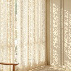 Tende in garza ricamate Moon Branch, velate decorative in stile francese color crema, per finestre angolari, vendita all'ingrosso al metro - Product Image 2