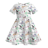 Nouvelle Collection : Robe d'été décontractée pour filles, col rond, en soie de lait, manches courtes, à volants, motif imprimé, respirante, style vintage
