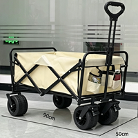 Chariot de courses et de camping pliable à quatre roues en acier allié, poignée télescopique, capacité de charge de 300 kg, rangement facile, pour l'extérieur