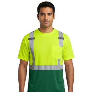 T-shirts de sécurité haute visibilité Clush Industries OEM, réfléchissants, avec logo personnalisé, vente en gros, respirants, en polyester/coton noir - Product Image 1