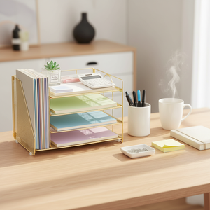 Organizador de Archivos de Oficina de Malla Metálica con Porta Revistas, Organizador de Escritorio - Product Image 4