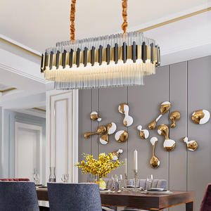 Lampe de restaurant de chambre à coucher de lustre en cristal de luxe d'acier inoxydable de taille réglable de conception unique pour le salon - Product Image 3