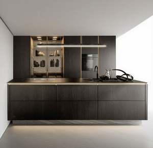 Modern Good Quality Customized Straight Line Cuisine Complete Plywood <b>Kitchen</b> Cabinets Set <b>Kitchen</b> <b>Cupboard</b> Ready to Assemble - Product Image 5