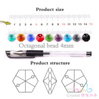 Perles octogonales en cristal Zhubi de 14 mm, deux trous, multicolores, perles en verre octogonales pour la fabrication de bijoux, lustre, artisanat fait main