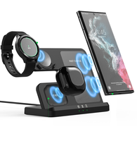 Stasiun Pengisian Daya Nirkabel 3 in 1 untuk Samsung Galaxy S22 S21 Ultra S20 15W Pengisian Cepat, Dudukan Watch4, dan Buds Pro