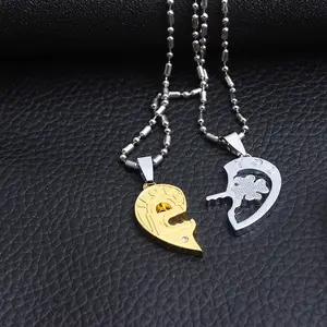 스테인레스 스틸 그와 그녀의 심장 열쇠 매칭 퍼즐 커플 펜던트 목걸이 발렌타인 데이 약혼 선물